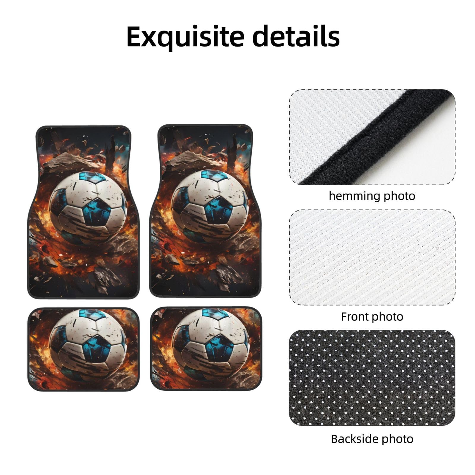Firecracker Soccer Crystal Tapis de voiture en velours - Accessoires d'intérieur pour camionnettes, berlines, camions, etc.