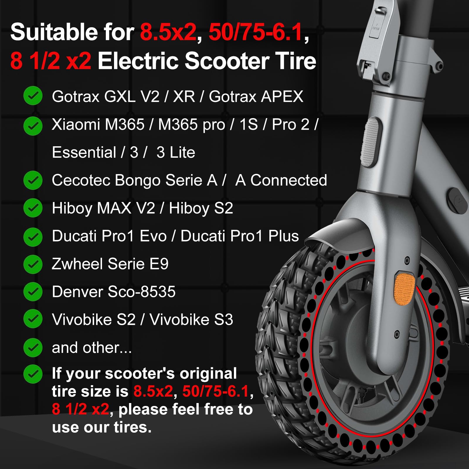 BANGTING 2PCS 50/75-6.1 Solid Tyre for Electric Scooter 8.5x2 inch E Scooter Tyres - Image 2