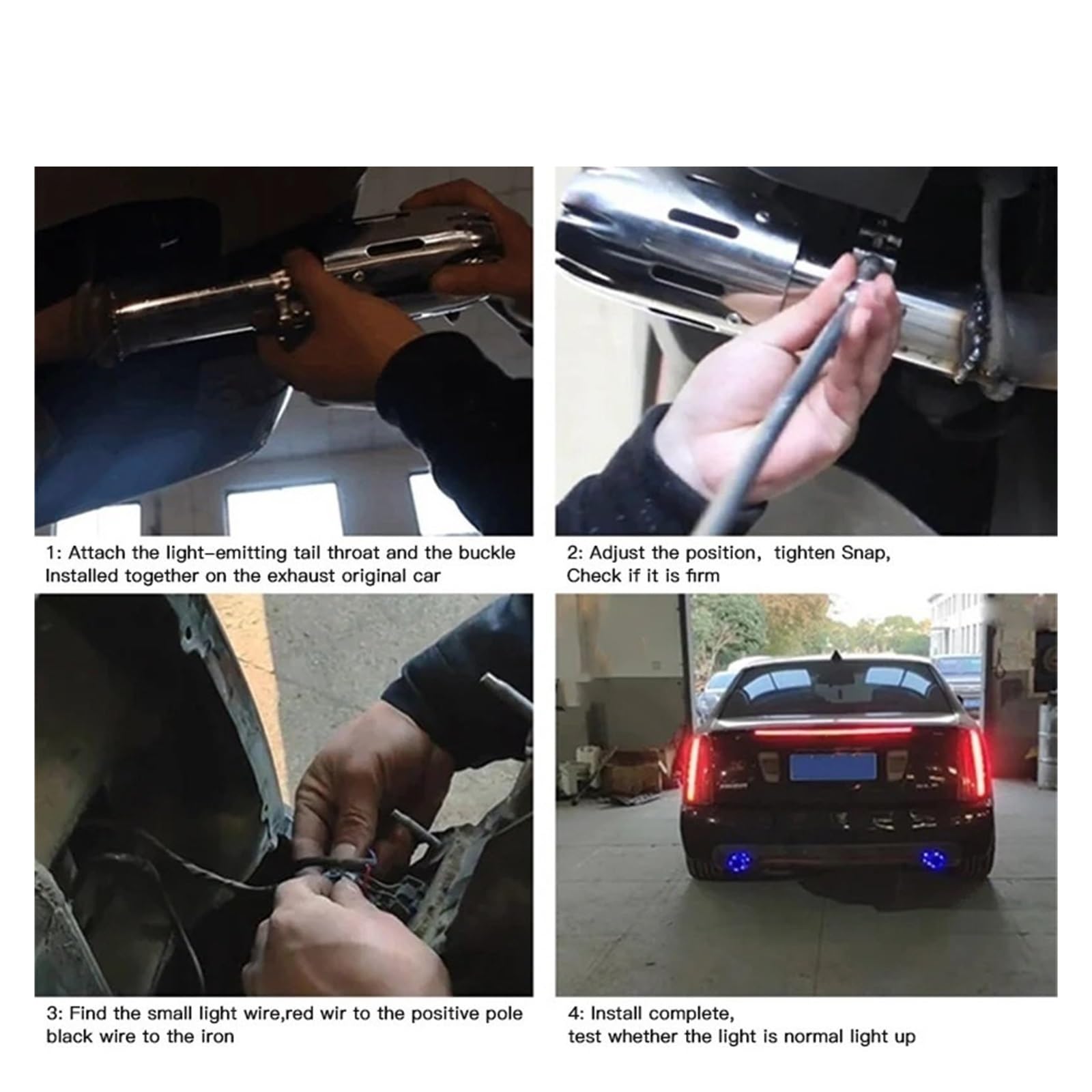 Tubo coda marmitta scarico Auto 1 pz luminoso tubo di scarico per auto modificato rosso e blu luce punta in fibra carbonio con a LED(Curled glossy RED)
