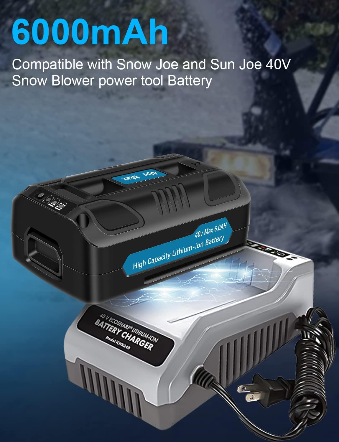 Buy 6.0Ah Replacement for Snow Joe 40V Battery IBAT40XR Battery Compatible with Snow Joe Battery