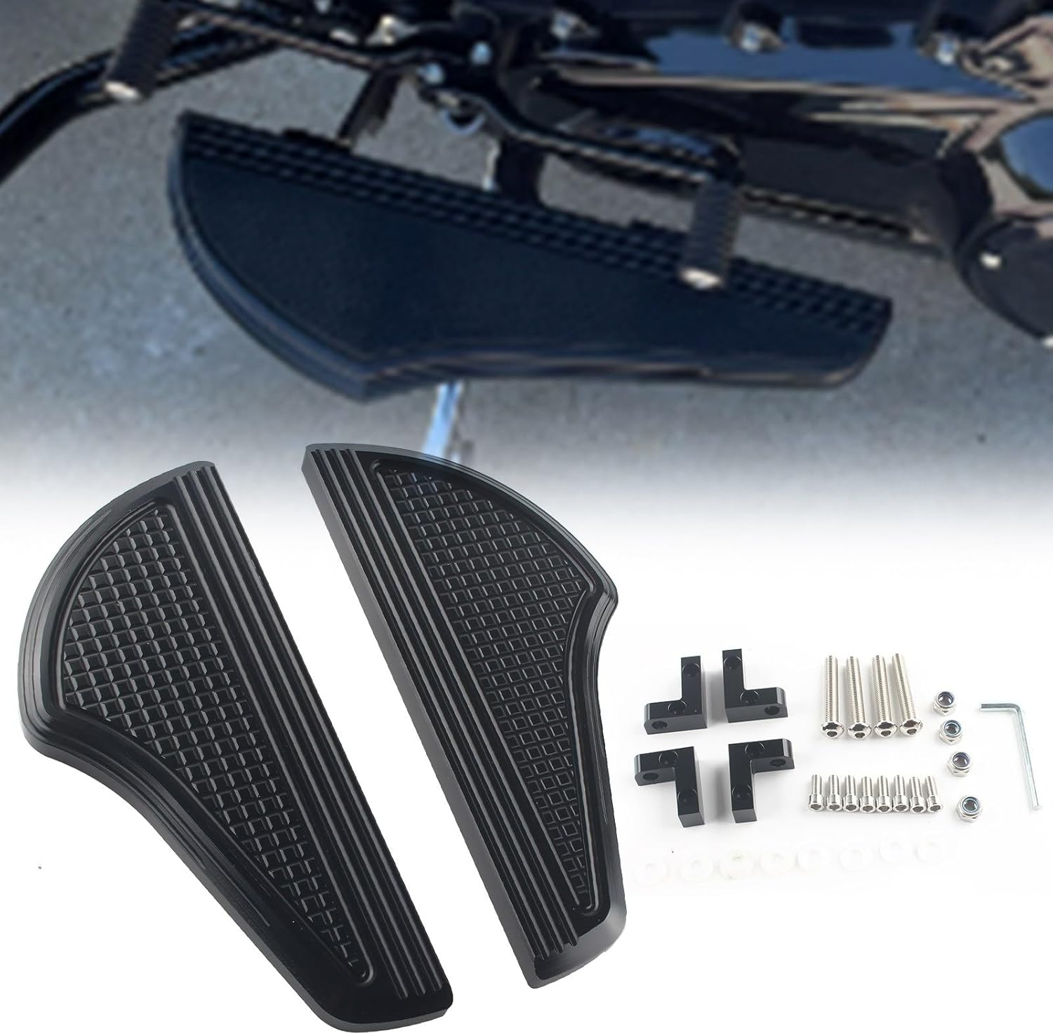 Aluminum Rear Passenger Floorboards Fit For Harley Touring models '93-later Black