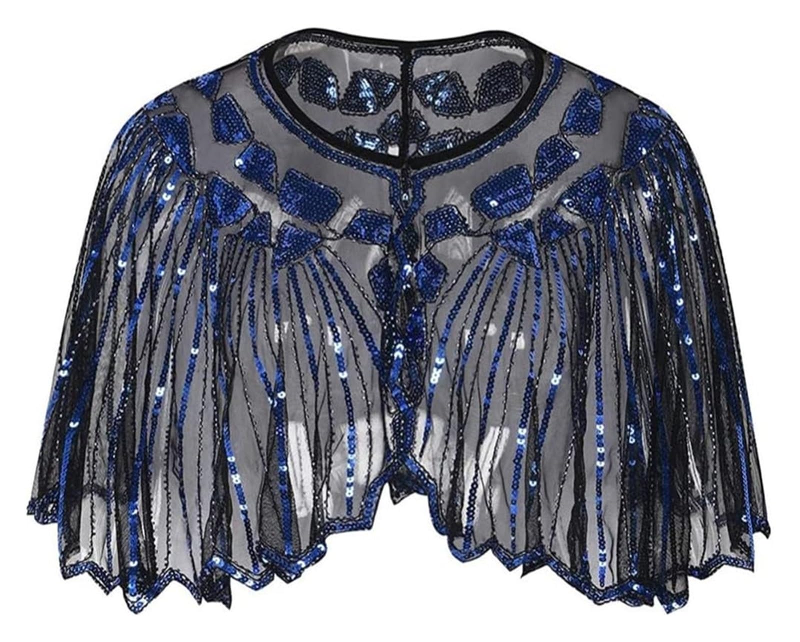 Pañuelo de encaje y malla, Chal de mujer con lentejuelas y cuentas Art Deco for boda, abrigo noche, multicolor