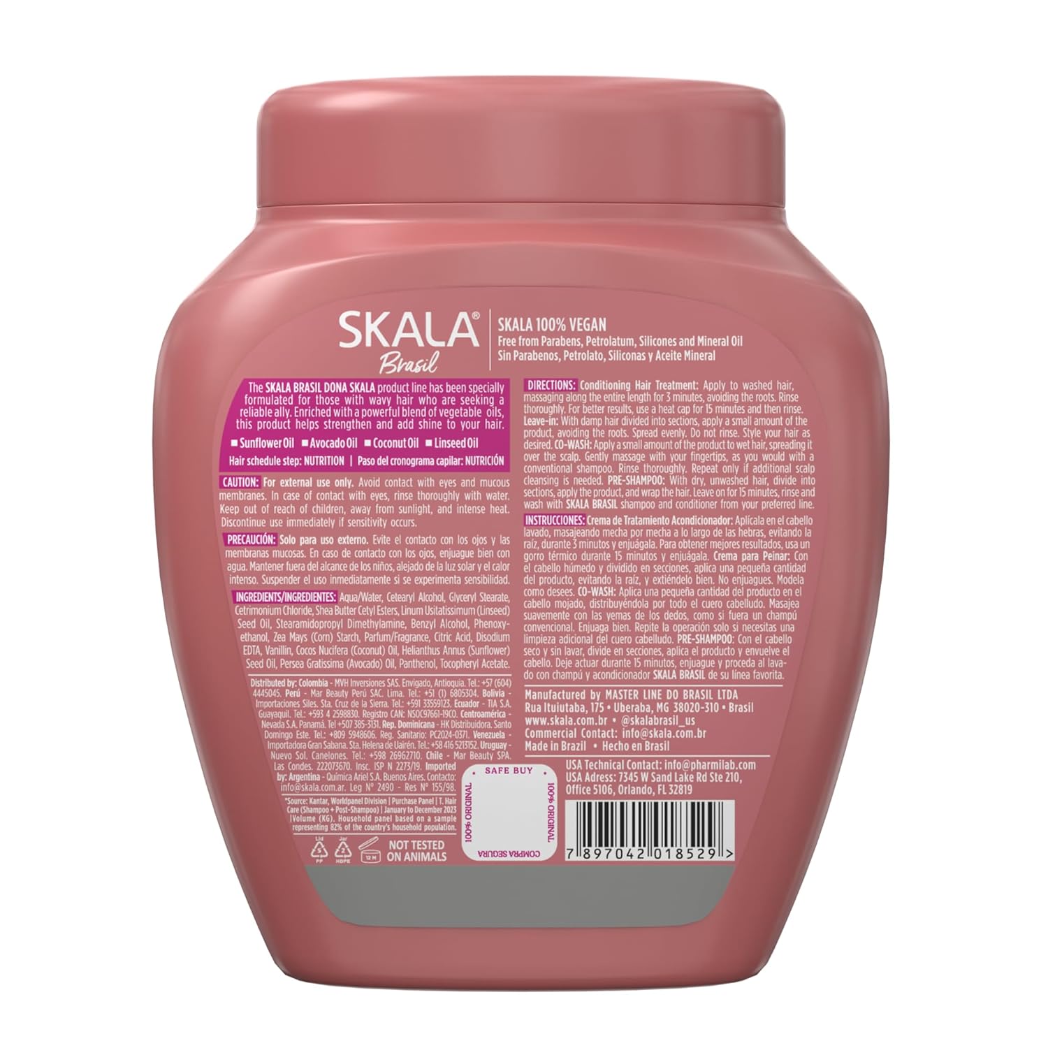 SKALA Dona 2 in 1 Treatment Cream & Leave In Conditioner for Straight or Wavy Hair, Vegan Hair Mask with Botanical Oils, Deep Hydration Mask, Softening & Smoothing Care, 1000 g (Pack of 2)