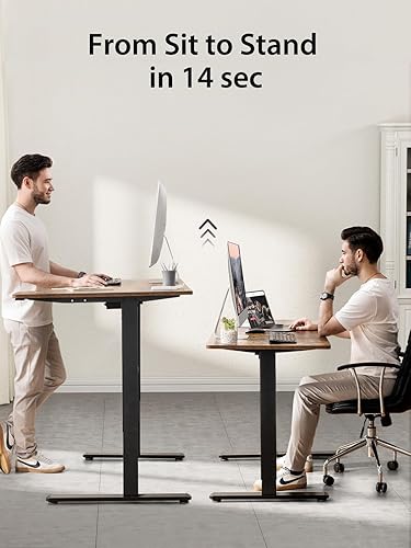 Miniatura 5 de Marsail Escritorio de pie en forma de L de altura ajustable, escritorio eléctrico de pie de 55 x 34 pulgadas, memoria de escritorio para oficina en