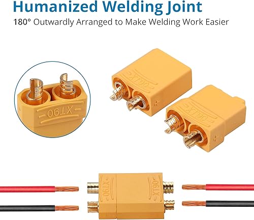 Miniatura 2 de AUTOUTLET 10 pares XT90 XT-90 macho hembra bala conectores de alimentación con tubo termorretráctil 20Paris para batería RC Lipocochebarco