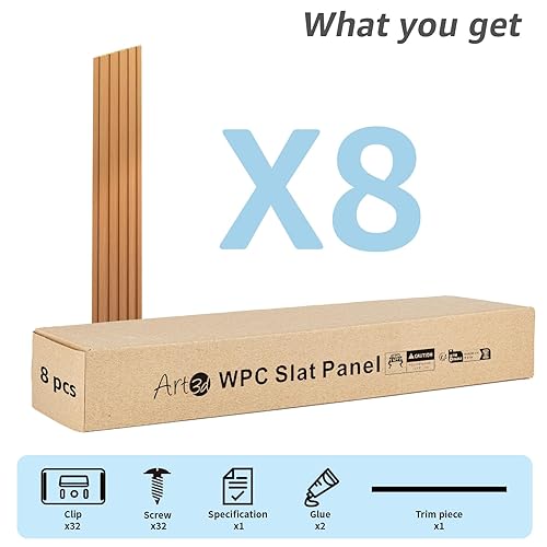 Miniatura 3 de Art3d Paneles de Pared de Listones WPC, Paquete de 8 de 108 x 6 Pulgadas, Acentos de Pared 3D para Decoración de Pared Interior, Sala de Estar,