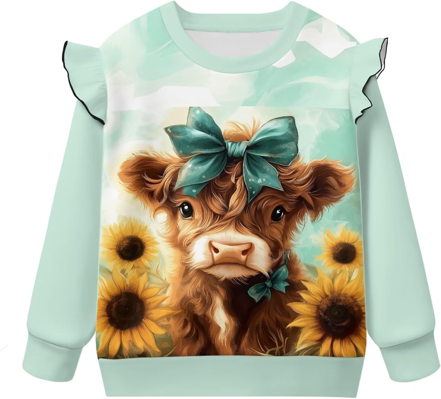 Girls Winter Clothes Cute Animal Long Sleeve Shirts for Girls Ruffled Crewneck Sweatshirts Toddler Girl