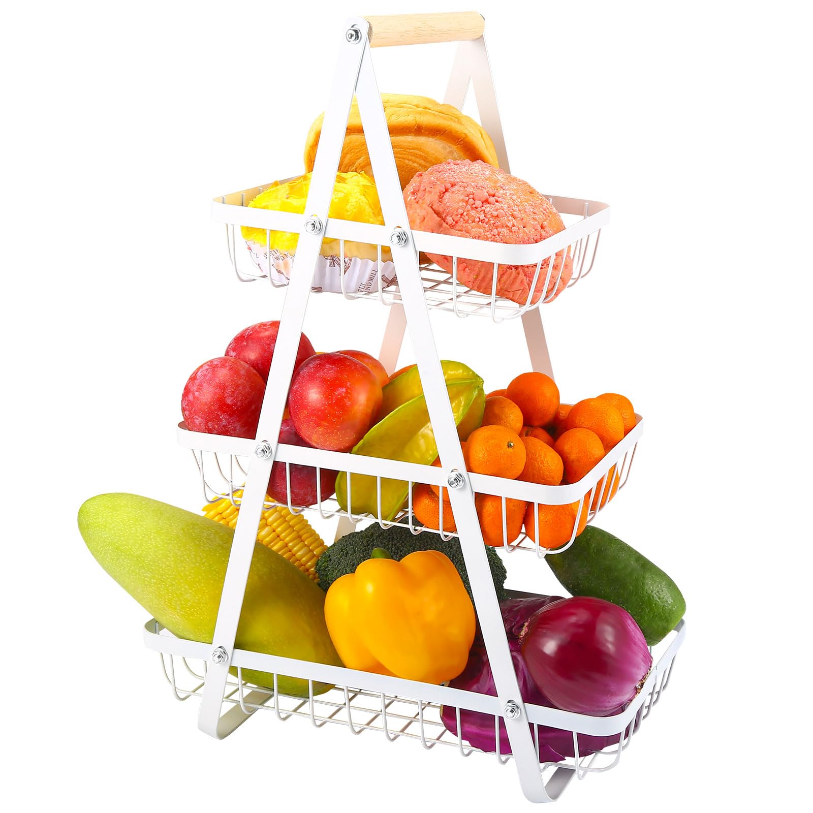 Cesta de frutas de 3 niveles blanca: la solución perfecta para la falta de espacio