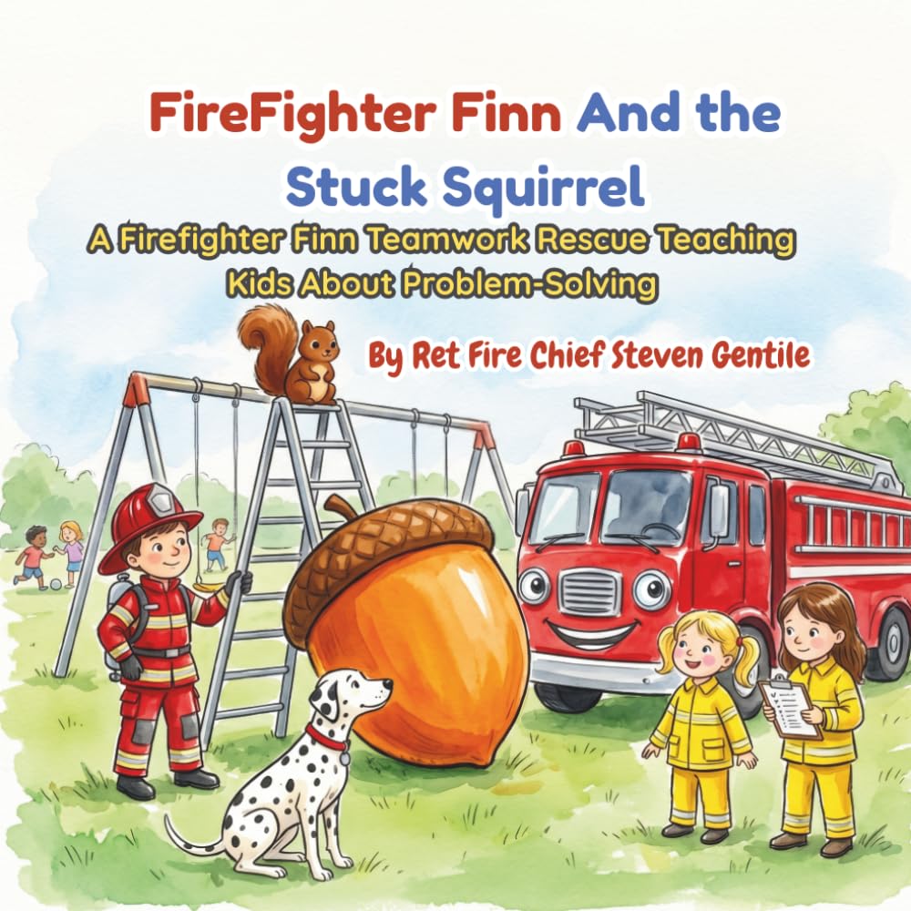 Firefighter Finn and the Stuck Squirrel: A Firefighter Finn Teamwork Rescue Teaching Kids About Problem-Solving (new illustrated books for firefighter finn)