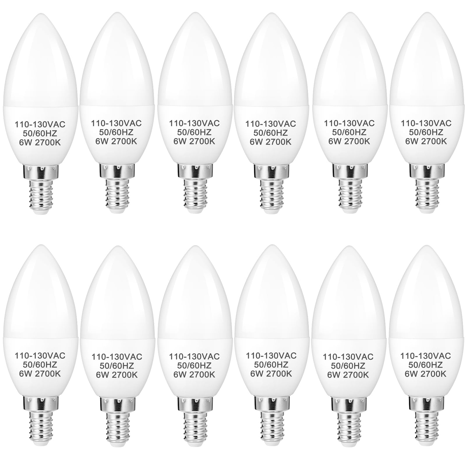 Photo 1 of DIQMIAQ B11 LED Light Bulb 2700K Warm White E12 Chandelier LED Bulb Non-dimmable Candelabra Light Bulbs Candle Bulbs for Ceiling Fan (12 Pack, Soft White)