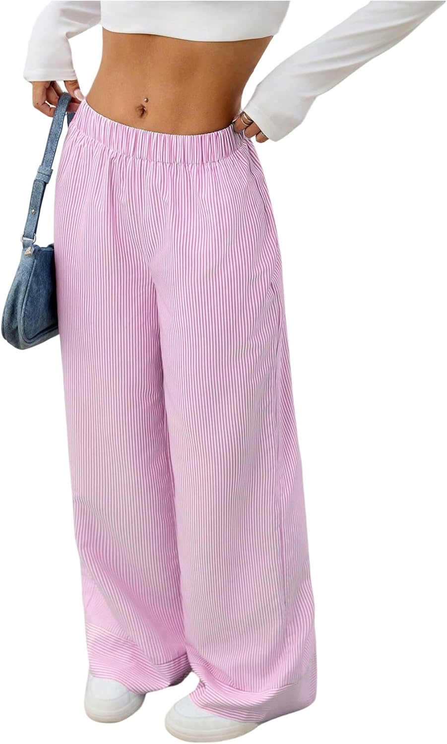 SweatyRocks Women's Y2K Striped Wide Leg Lounge Pants Casual High Waist Trousers Pinstripe Pants Trendy 2025