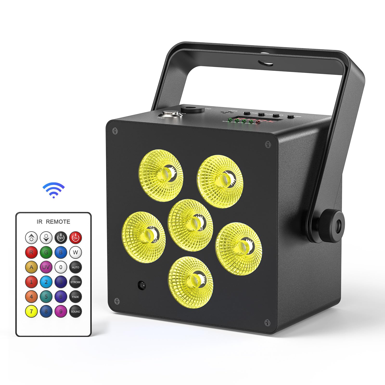 50W Par LED Batterie, RGBWA UV 5200mAh Rechargeable Lumière de Scène avec IR Télécommande et Son Activé, Eclairage Scene DMX pour Disco Bar Fête Mariages Bars Halloween Noël Events