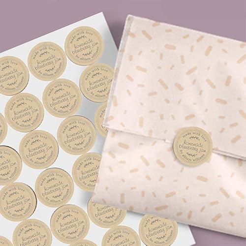 Miniatura 2 de Etiquetas personalizables con etiquetas personalizables, etiquetas personalizables rústicas caseras de mermelada de arándanos, papel kraft, clásicas