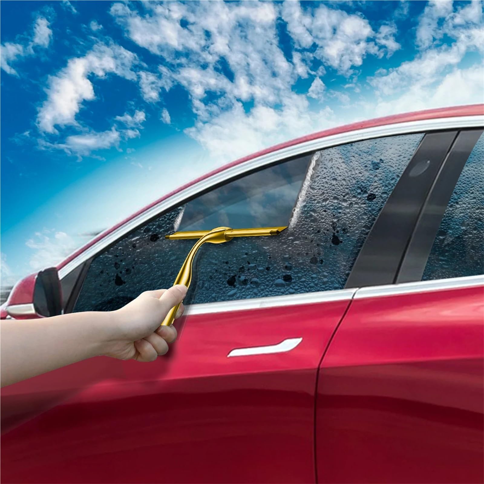 Duschabzieher 10 Inch Stainless Steel Shower Squeegee Window Wiper with Replaceable Silicone Blade and S Hook for Glass Door(10INCH-1 Hook)