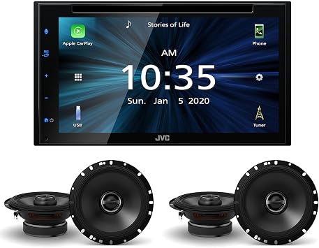JVC KW-V660BT 6.8" Touchscreen Receiver Compatible with Apple CarPlay & Android Auto Bundled with Two Pairs of S-S65 6.5" Coaxial Speakers