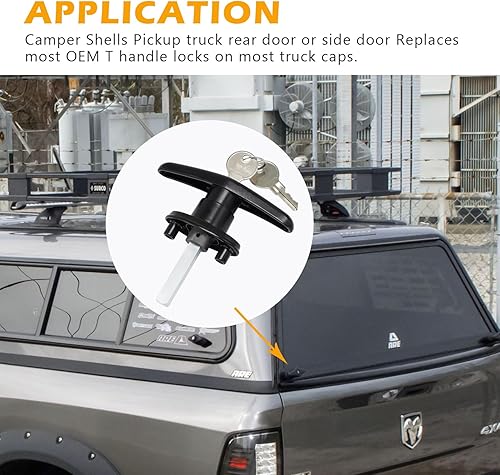 Vista 13 de Tapa de camioneta con cierre de carcasa de cámper, mango en T con 2 llaves para la mayoría de marcas de tapas de camiones, toppers, cubiertas