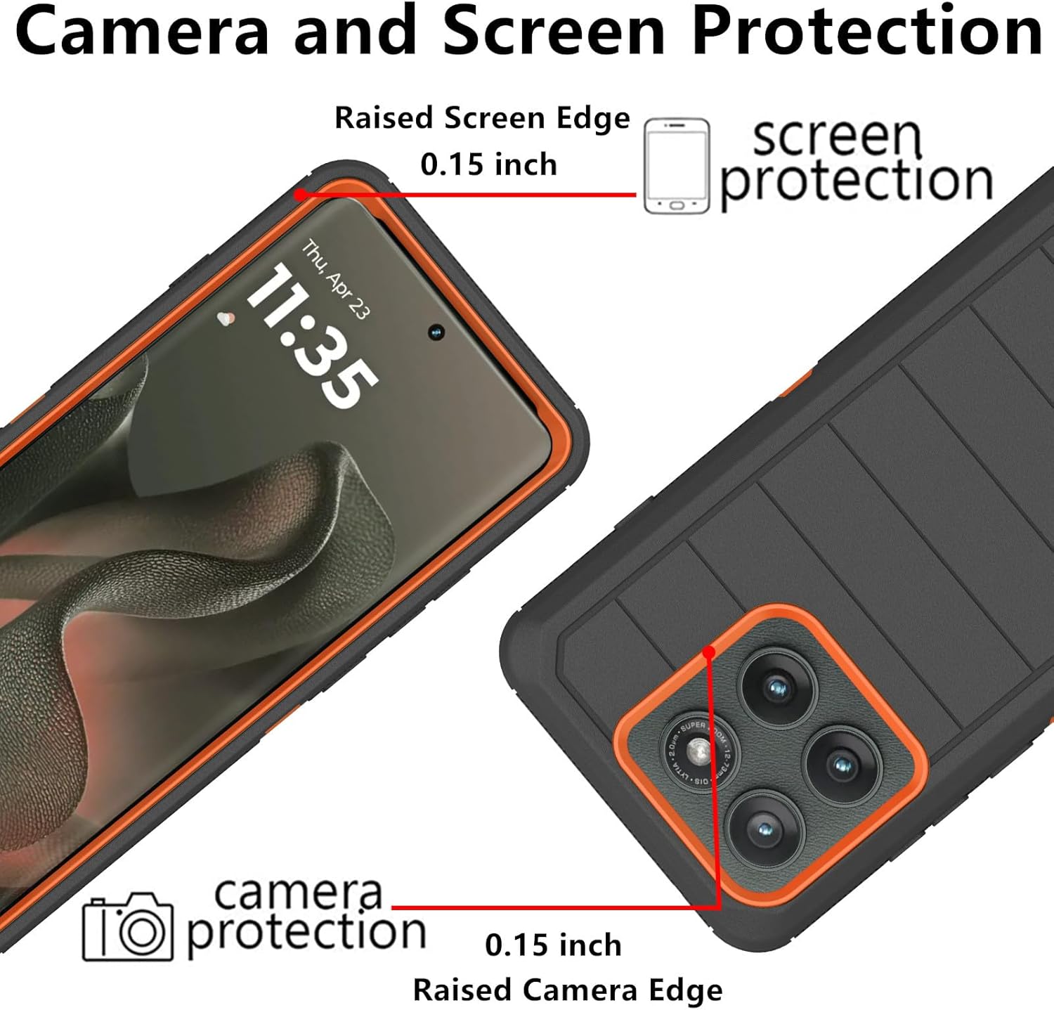 for Motorola Edge 2025 Case, Defender Case Heavy Duty Shockproof Dustproof 3 in 1 Rugged Protective Phone Cover for Motorola Moto Edge 2025 (Orange/Black)