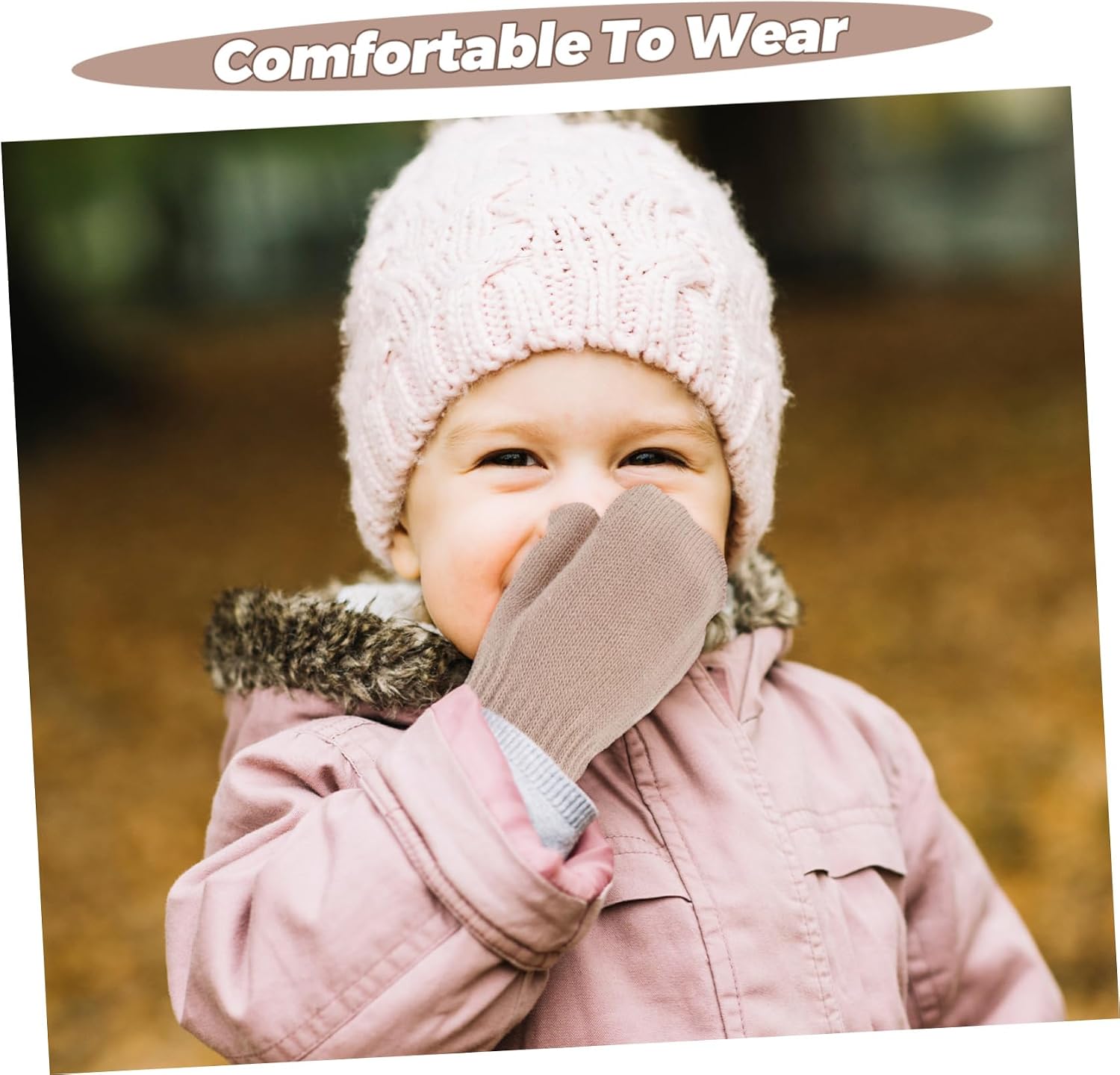 VANZACK Winter Gloves Extra Thick Mittens for Soft Knitted Gloves with Elastic Wrist Cuff for Boys and Warm Protection Cold Weather Light Brown Color