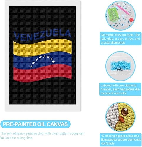 Miniatura 3 de Flag of Venezuela Square Full Drill Diamond Wall Art Kits for Adults Crystal Picture Home Decor