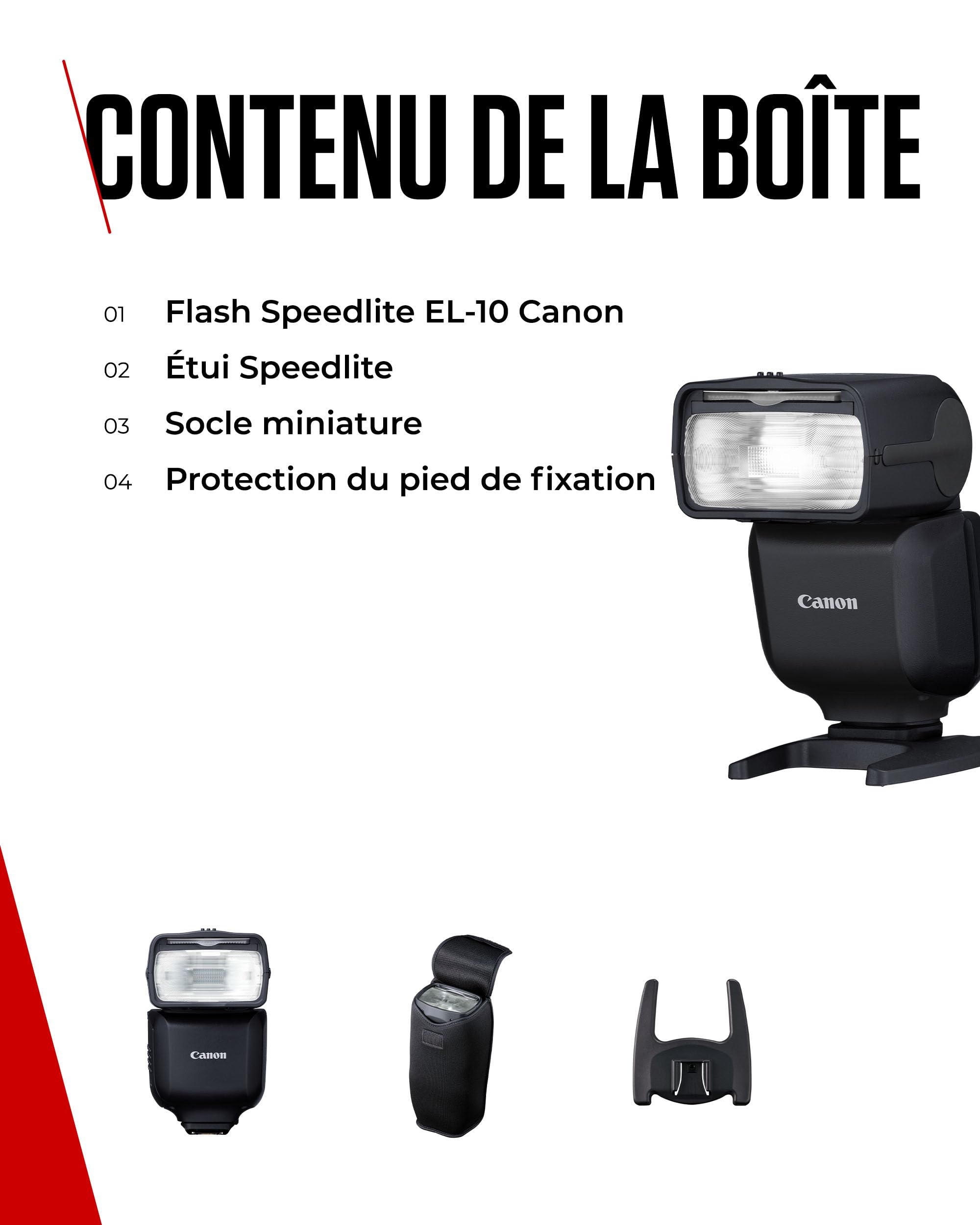 Canon Speedlite EL-10 avec E-TTL II, Plage de Puissance Polyvalente de 1/1 à 1/1024, Griffe Multifonction, légère et alimentée par des Piles AA.