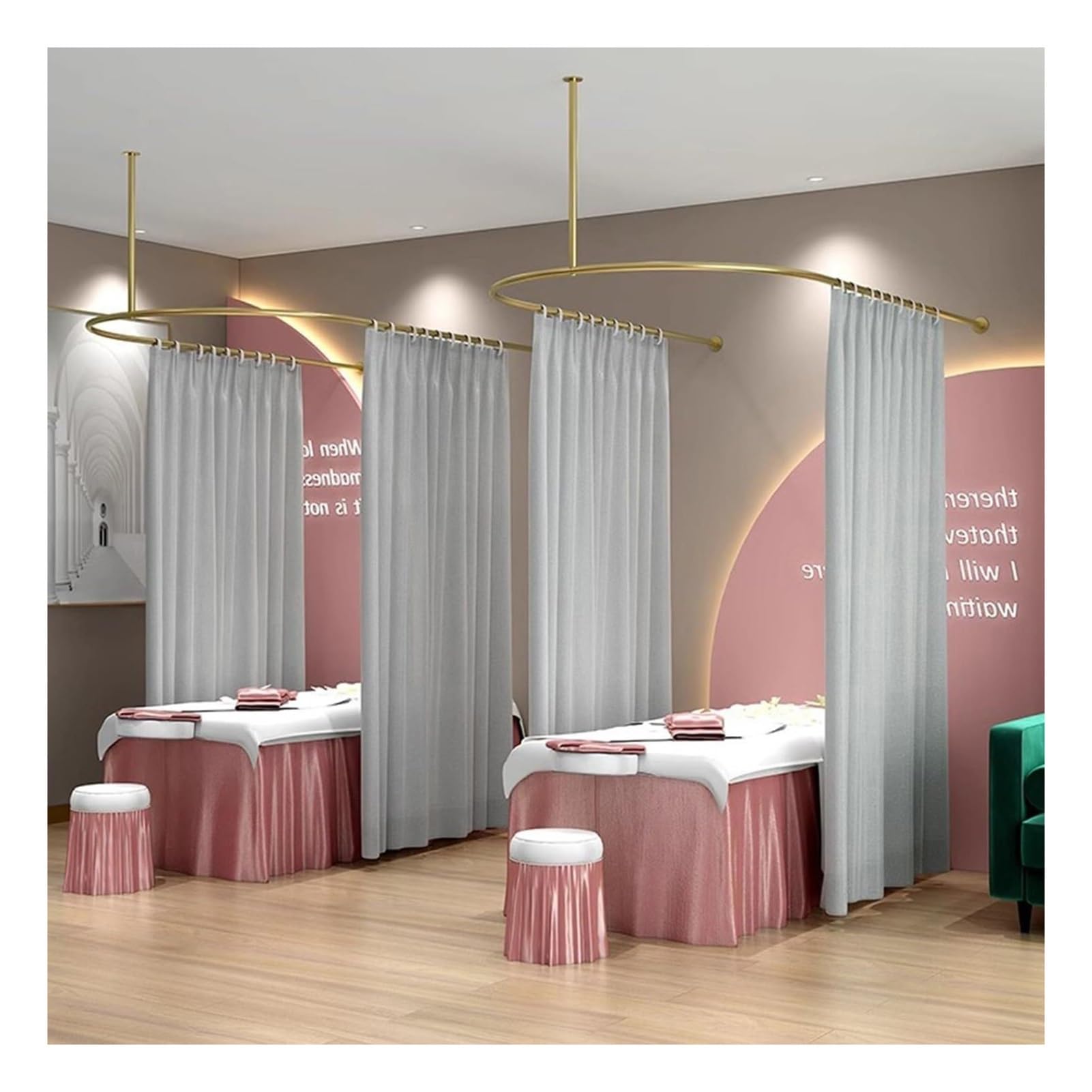 Séparateur de pièce occultant avec fixation murale pour chambre et salon