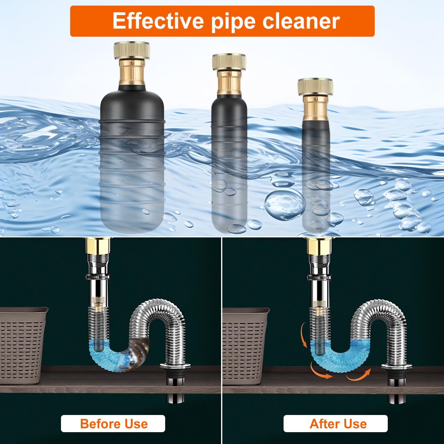 3 Déboucheur Canalisation Vésicules de Vidange pour Ampoules en Caoutchouc, Convient pour 1 à 6 Tuyaux D'égout, Résout à Nouveau Les Bouchons Tenaces Dans Lavabo, Douche, Baignoire, Tuyau de Plomberie