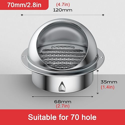 Miniatura 4 de Tapa de chimenea de acero inoxidable 304, tapa de rejilla de ventilación redonda con orificio de ventilación, campana extractora, tapa de lluvia,