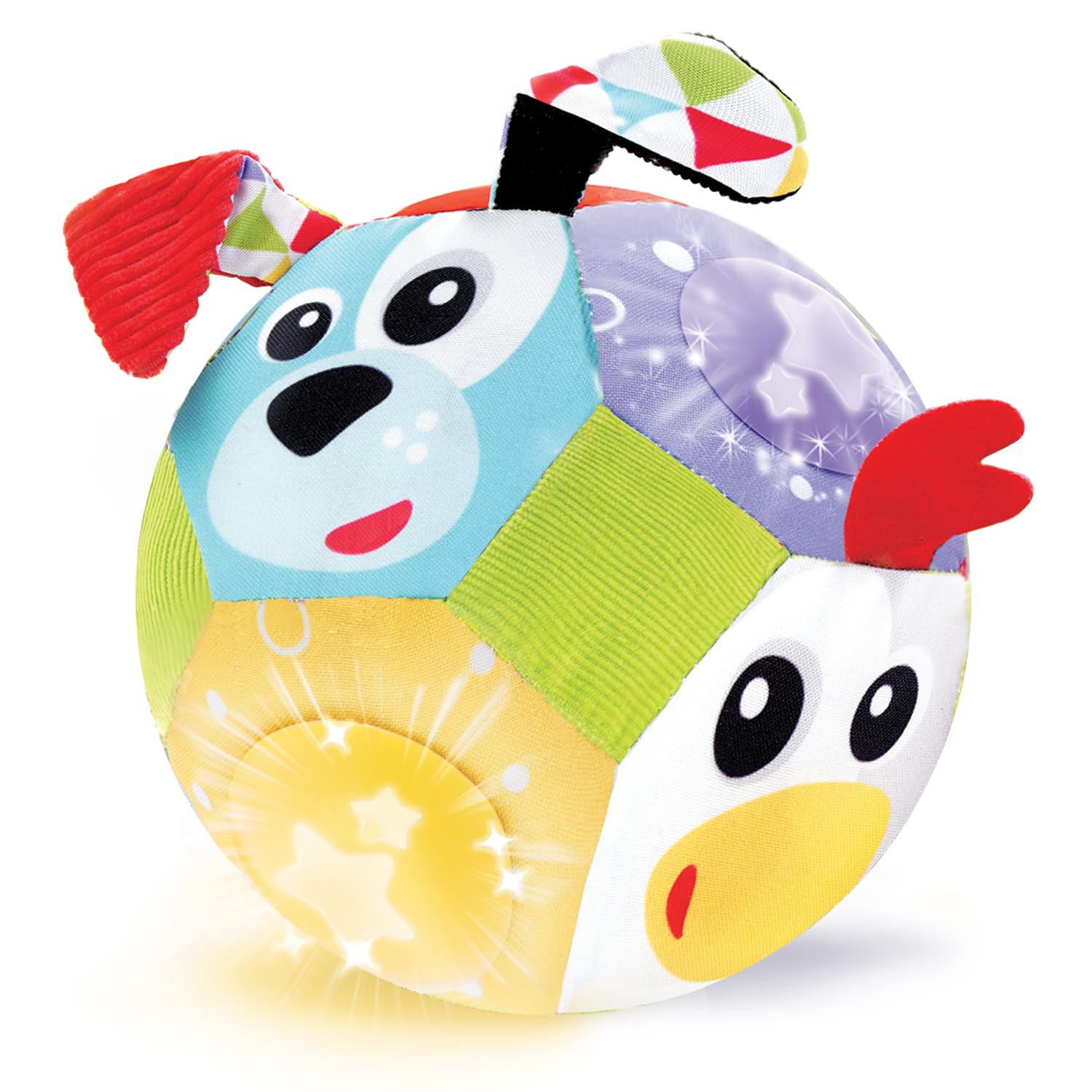 Yookidoo Baby Lights N' Music Friends Ball A Soft Newborn Musical Ball Toy with Flashing Stars and Three Friendly Farm Animals. Ideal for Floor Play,