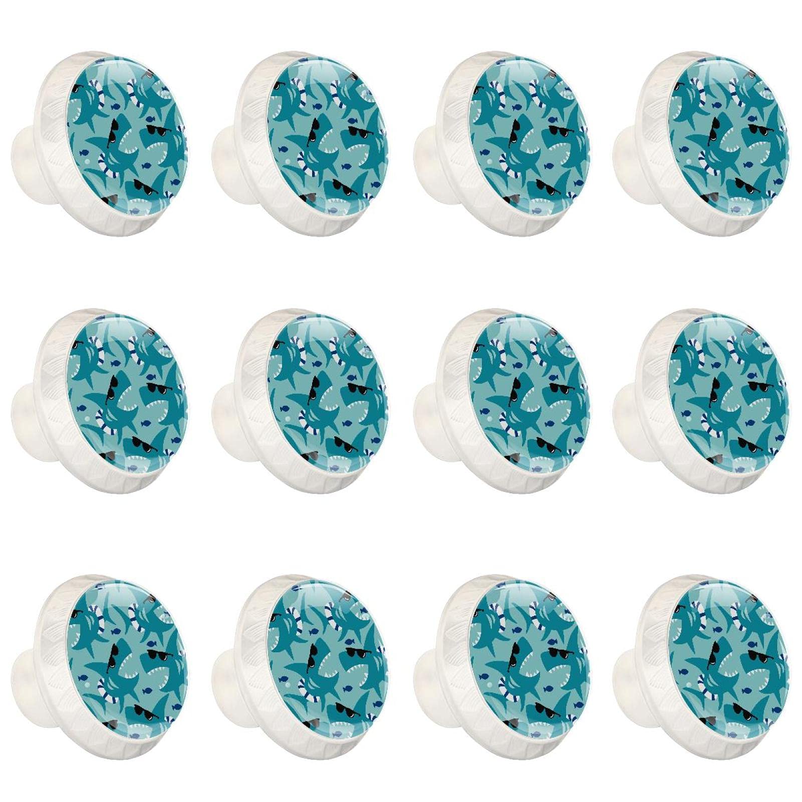 Boutons de cuisine poignée tiroir placard commode requin bleu océan x12
