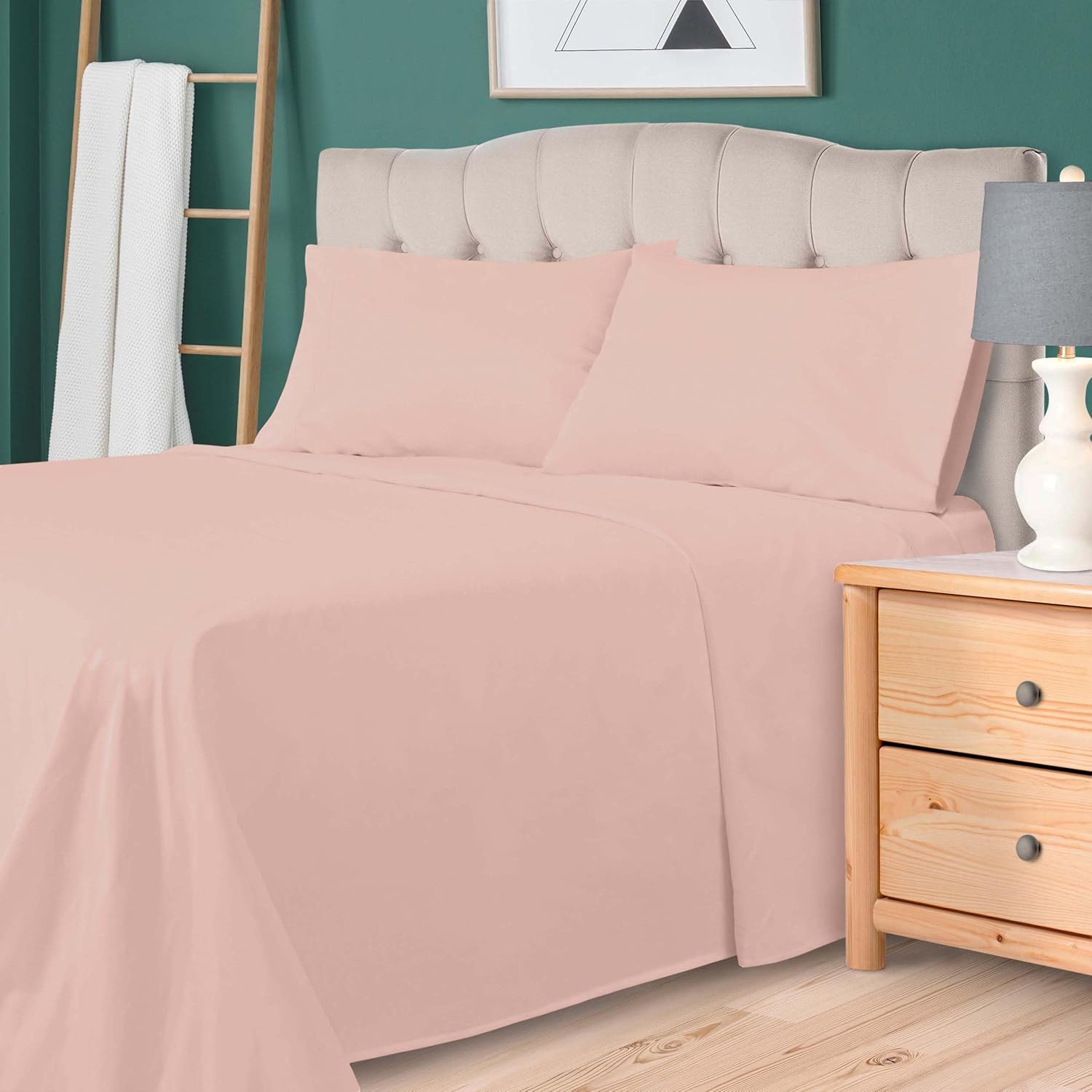 Superior 700 Thread Count Egyptian Cotton Sheet Set, Bedroom Sheets, Modern Home Essentials, Bedding Basics, 1 Elastic Deep Pocket Fitted Bed Sheet, 1 Flat Sheet, 2 Pillowcases, King, Pink