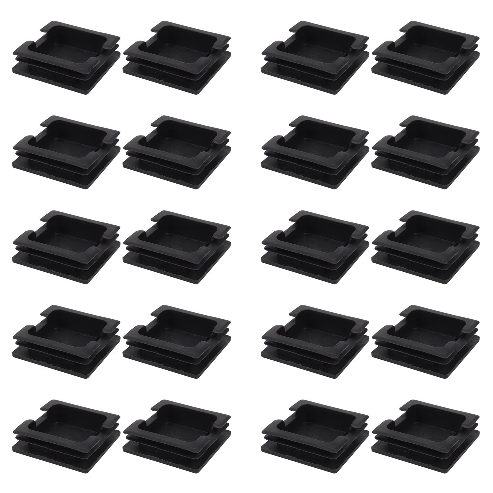 Embouts de tuyaux en plastique 75 mm carrés obturation fin de tube plastique noir 20x