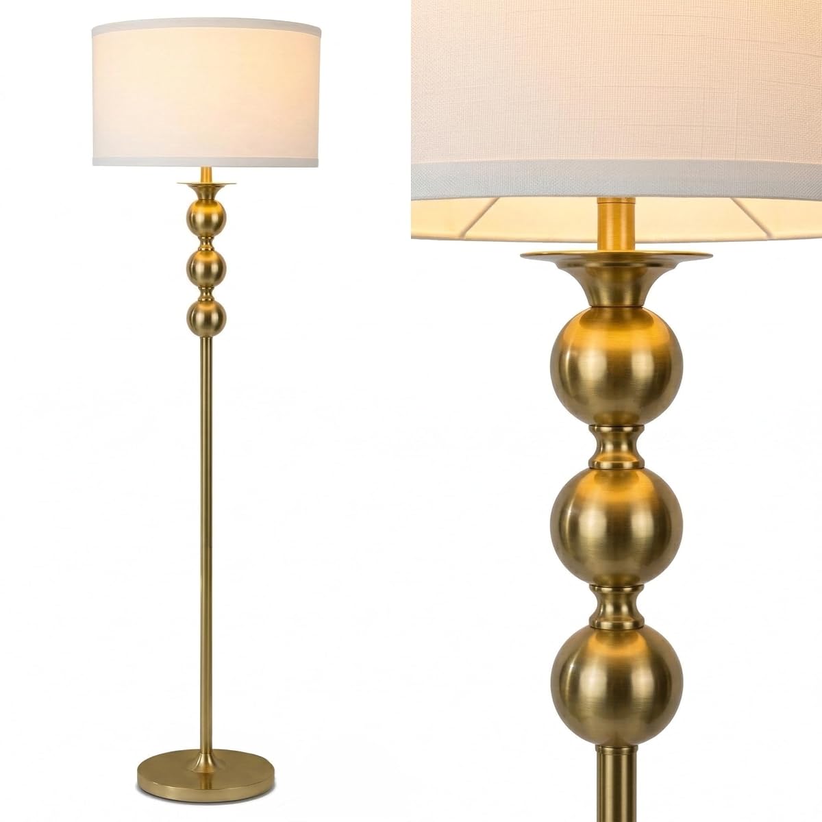 Brightech Riley 60 Floor Lamp, Elegant Modern Standing Lamp with Drum Shade,