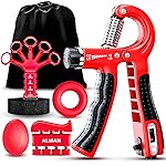 ALMAH Hand Grip Strengthener kit(5 Pack),Grip Strength Trainer,Forearm Workout Trainer Adjustable Grip Exercises,Finger Grip Strengthener,Finger Stretcher,Grip Ring & Stress Relief Ball with Carry Bag