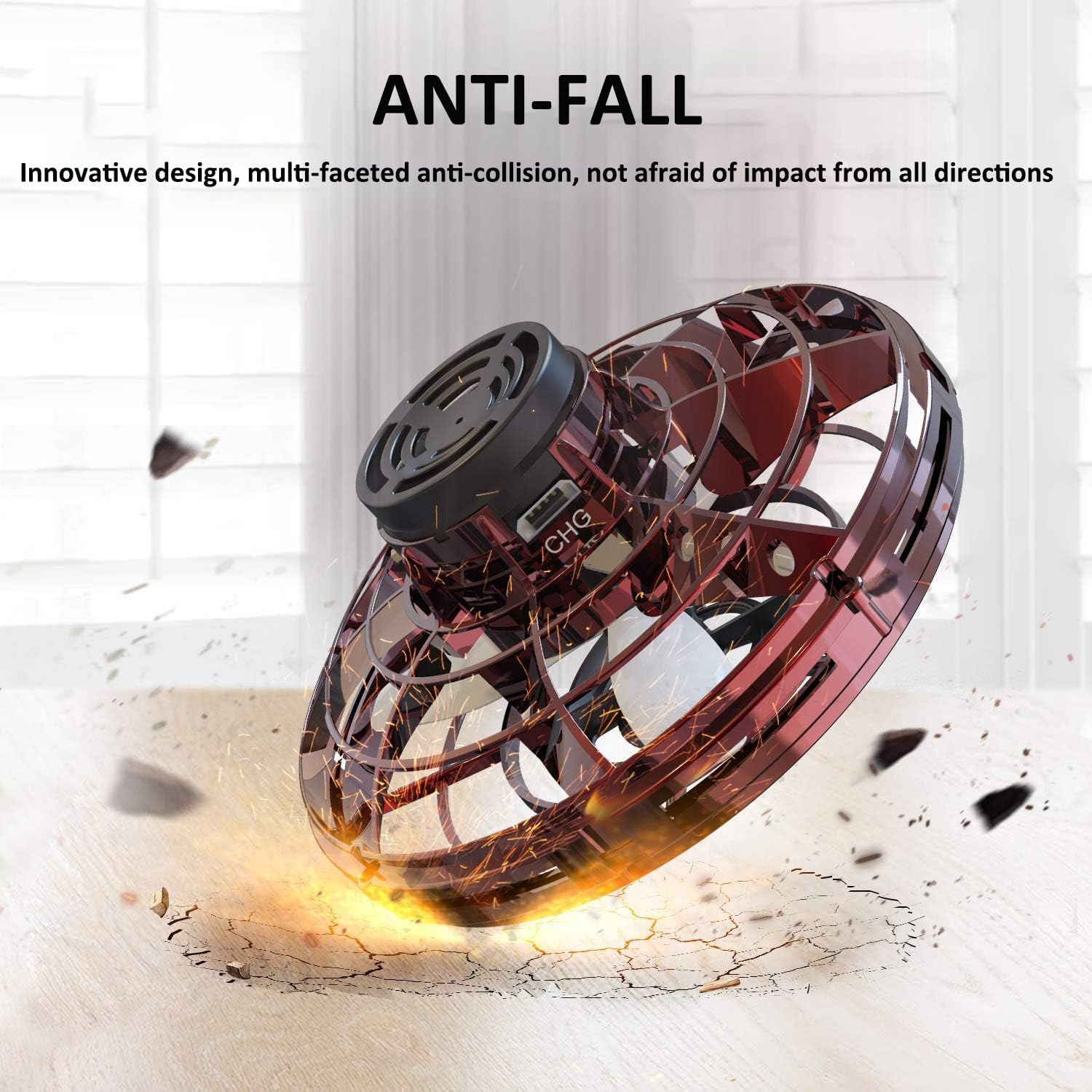 GoolRC Flying Spinner Mini Drone, Fidget Spinner Flying Boomerang Toys Magical Hand Controlled Gyro Flying Drone with LED Light Gifts for Teens Adults Indoor Outdoor - Image 6