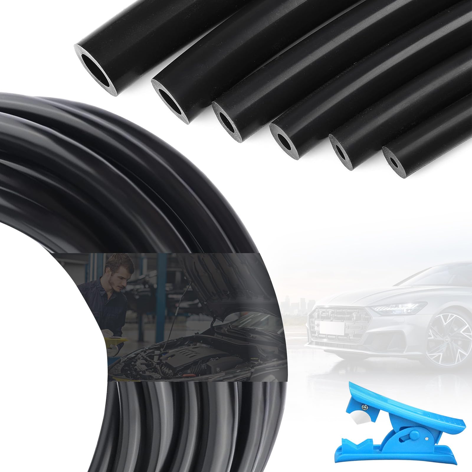 10Ft 6PCS Vacuum Hose Line Automotive-ID 1/8" 5/32" 3/16" 1/4" 5/16" 3/8"