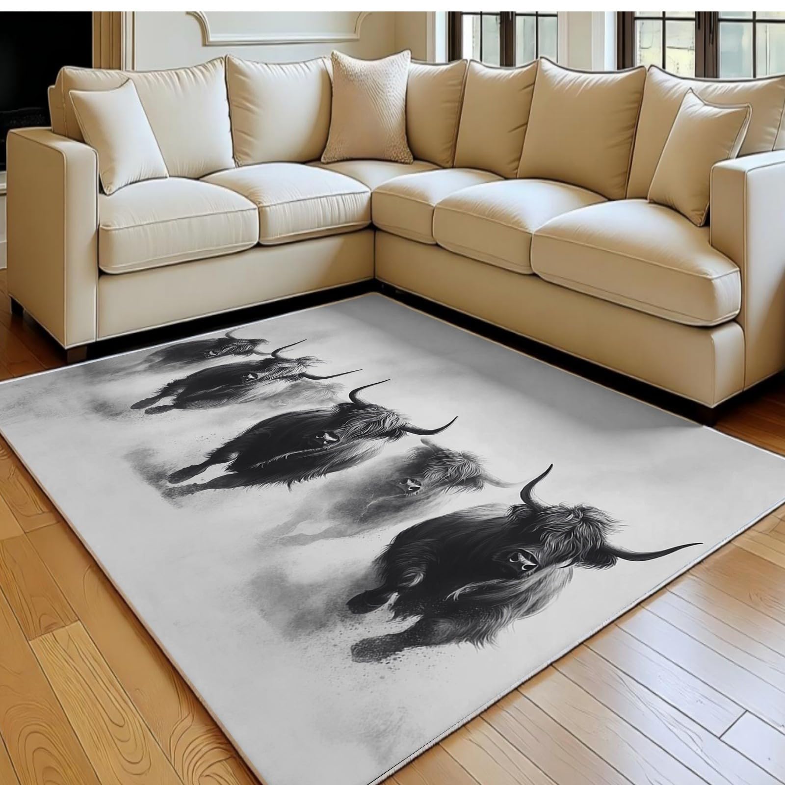 Tapis Salon Moderne Antidérapant et Douce Flanelle Poil Court 140x200 Noir