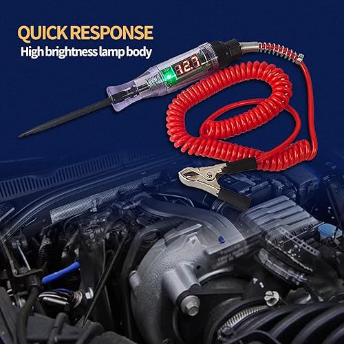 Miniatura 3 de Pack-1 Probador de circuito de prueba digital LED para automóvil, DC 3V6V12V24V bolígrafo de prueba inductiva con cable de resorte retráctil de 70.8