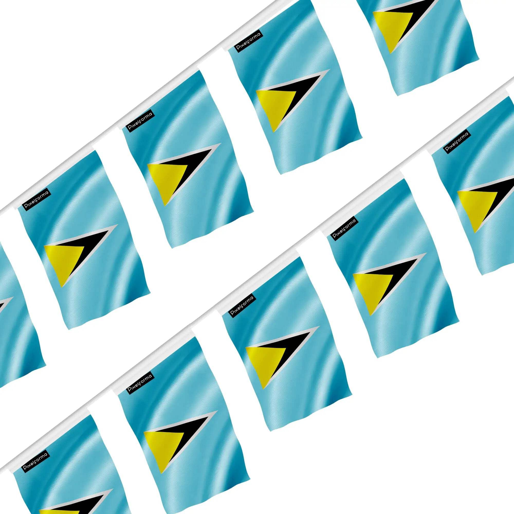 Guirlande drapeau Sainte-Lucie 14x21cm | Lot de 50 fanions pour fête