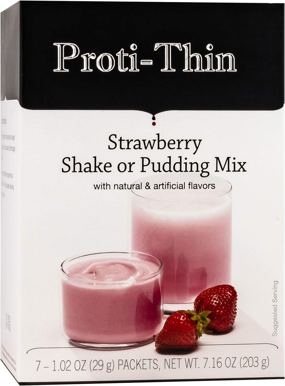 Proti-Thin High Protein Strawberry Pudding and Shake Mix, Healthy Dessert Mix, 15g Protein, Low Calorie, Low Carb, Low Fat, Low Sugar, Aspartame-Free, Gluten-Free, 1 Pack of 7 Servings