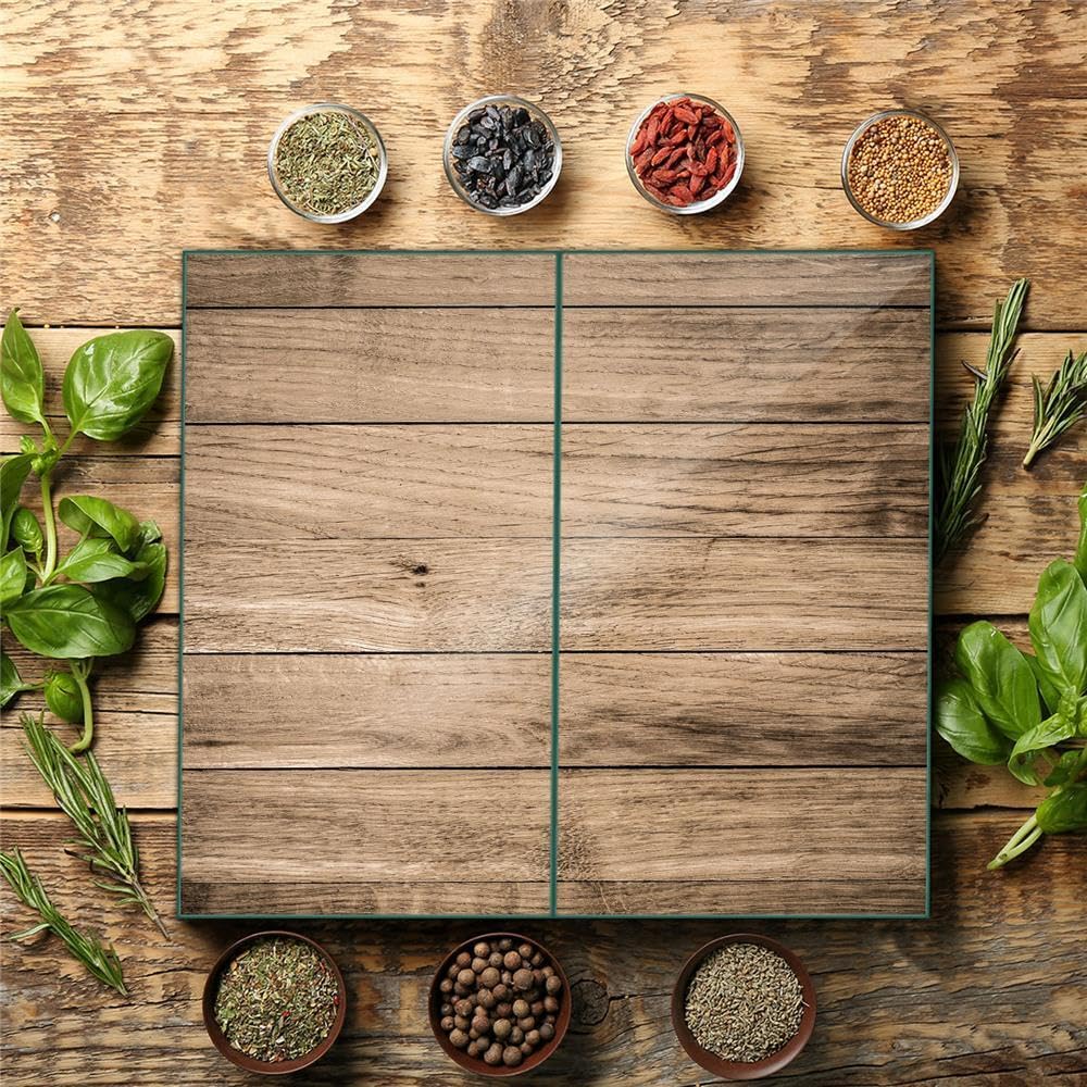 Herdabdeckplatte Abdeckung Ceranfeld Abdeckplatte Schneidebrett 2-Teilig 60x52 Bretter Holz Braun Spritzschutz Glasplatte Ceranfeldabdeckung Schutz Herdschutz Sicherheitsglas Glasschneidebrett 2x30x52