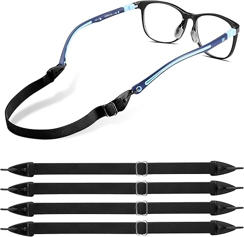 lvvfit Correas ajustables para lentes para niños, correas para gafas deportivas, correas para lentes de sol para niños y niñas, 4 unidades, color