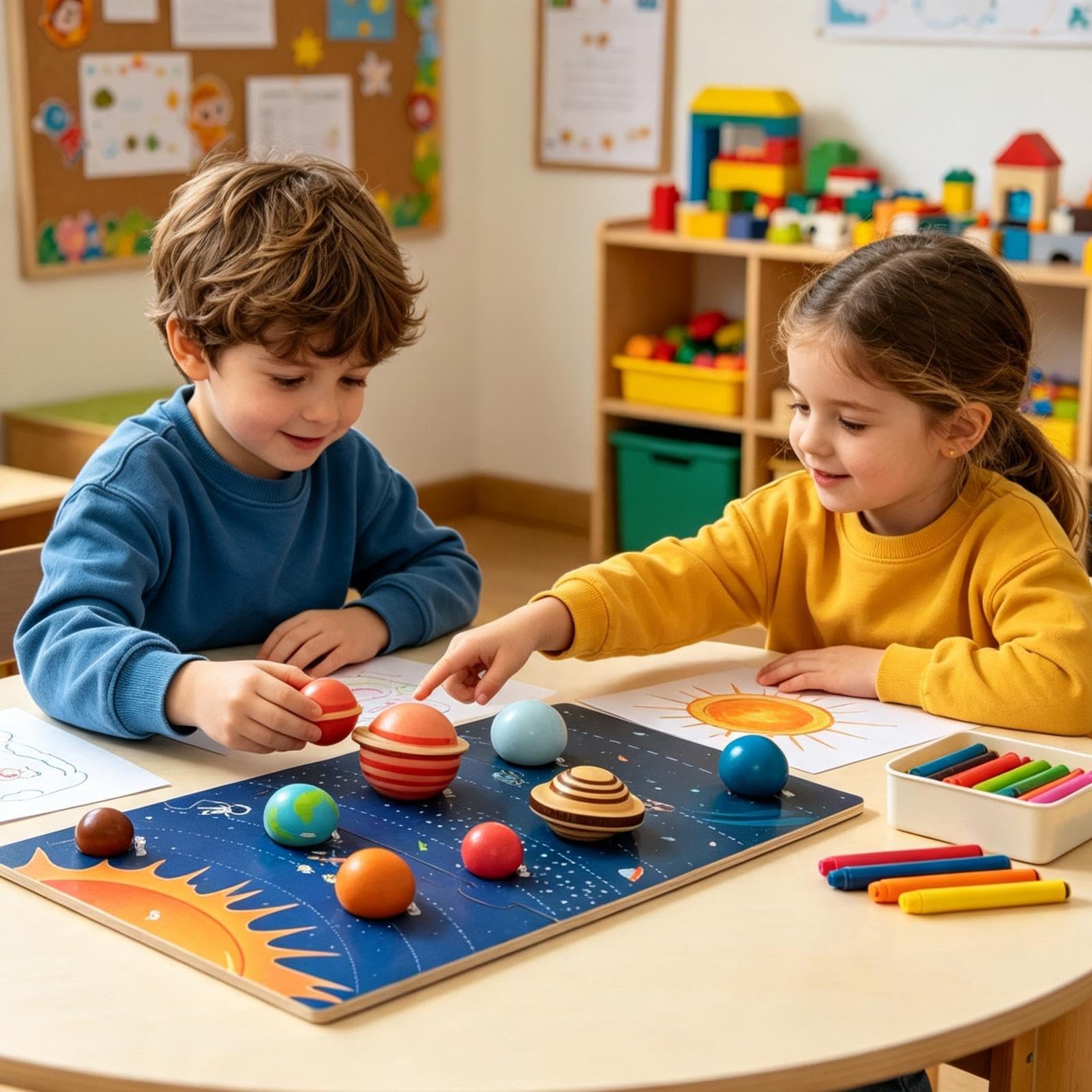 del Solare in Legno Giocattolo Pianeti per Bambini Prescolari | Pannello Di Sviluppo Cognitivo Planetario Per Bambini Casa Soggiorno Scrivania Pavimento Asilo Homeschool Scuola Materna