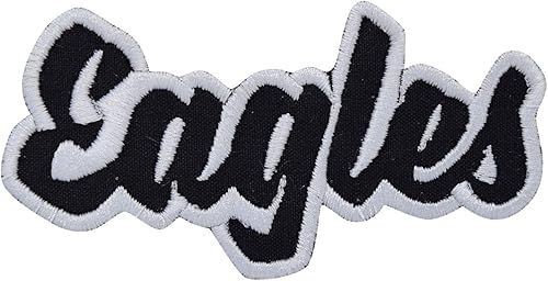Miniatura 4 de (2 x 4 pulgadas) Eagles, espíritu de equipo, bordado, parche para planchar (sarga blancacontorno verde)