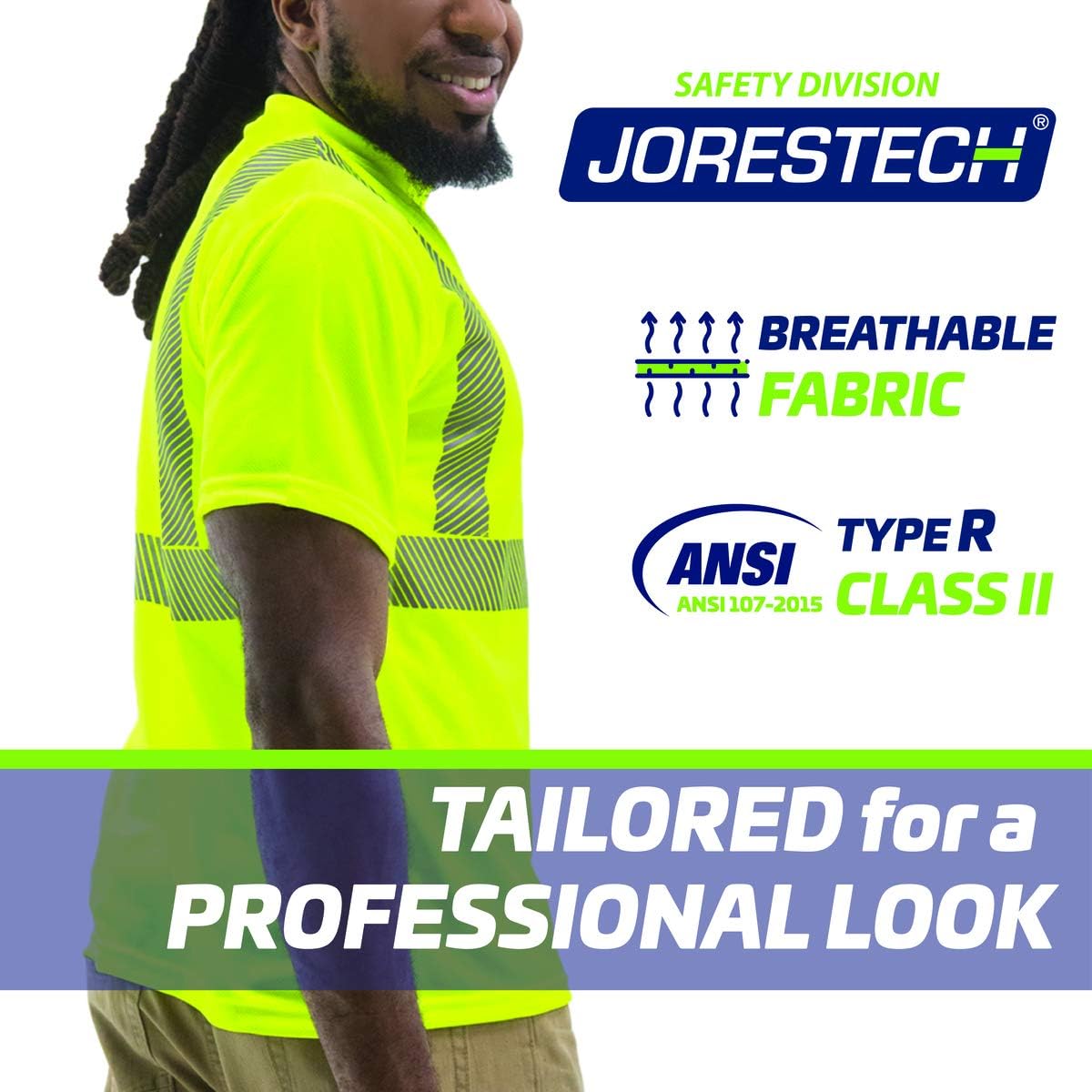 JORESTECH Safety Shirt High Visibility Reflective Heat Transfer Short Sleeve with Front Pocket ANSI Class 2 Type R - Image 4