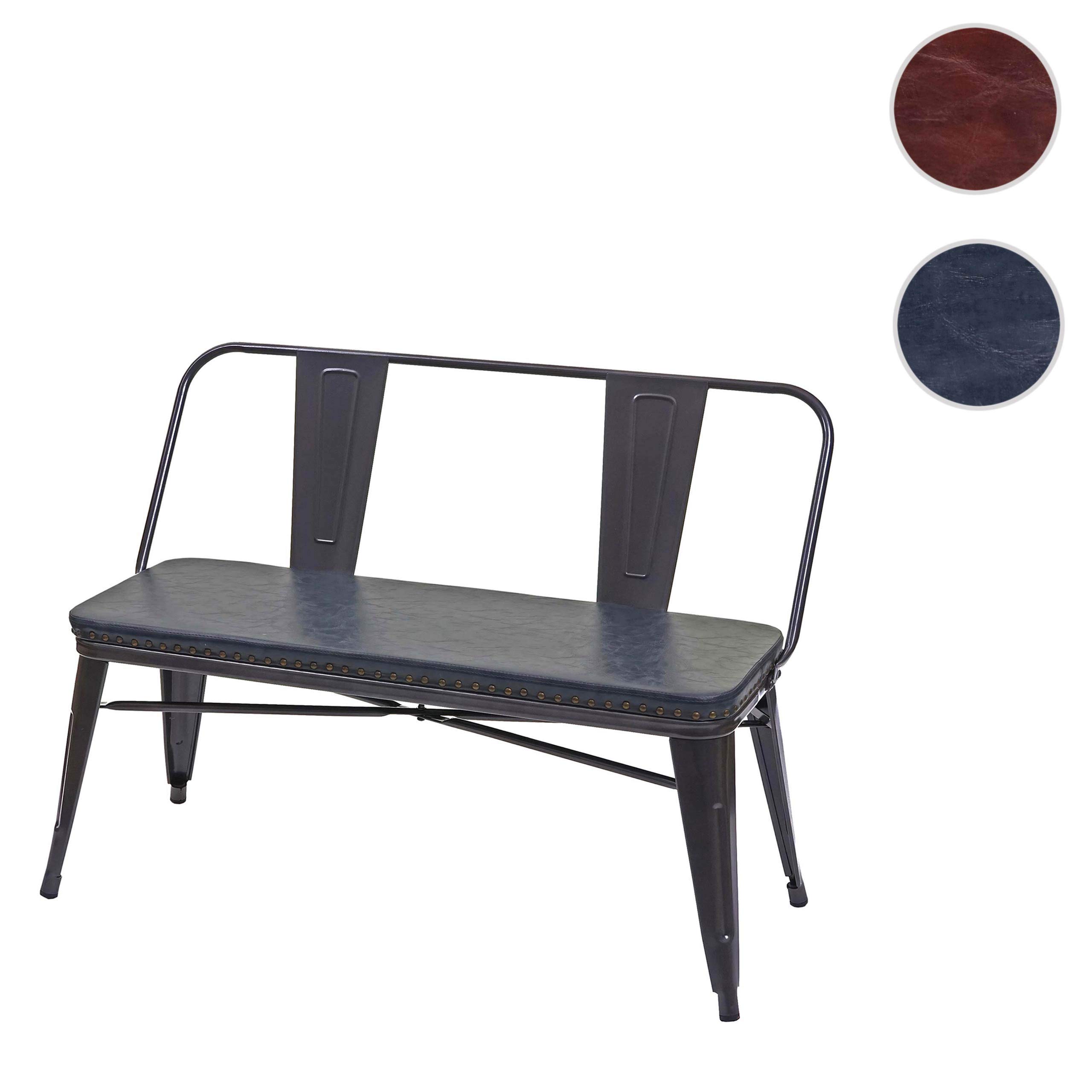 Mendler Banc à 2 Places Similicuir Noir Gris HWC-H10
