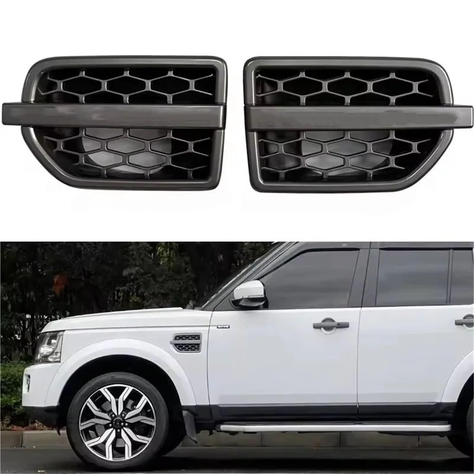 Dekoracja boczna błotników Pasuje do Land Rover Discovery 4 2 szt. Kratka wentylacyjna wlotu powietrza wlotu powietrza przedniego błotnika Naklejki dekoracyjne na boczne drzwi