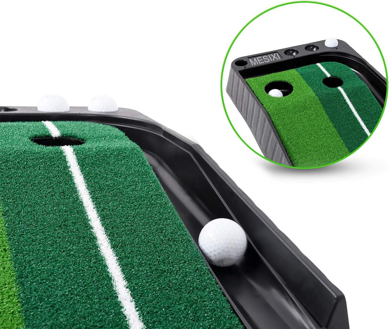 MESIXI Indoor|Outdoor Golf Putting Green Mat Portable Baffle Plate Auto Ball Return System Mini Golf Practice Training Aid Equipment Game and Golf Gifts for Men Home Office Outdoor Use : Sports & Outdoors