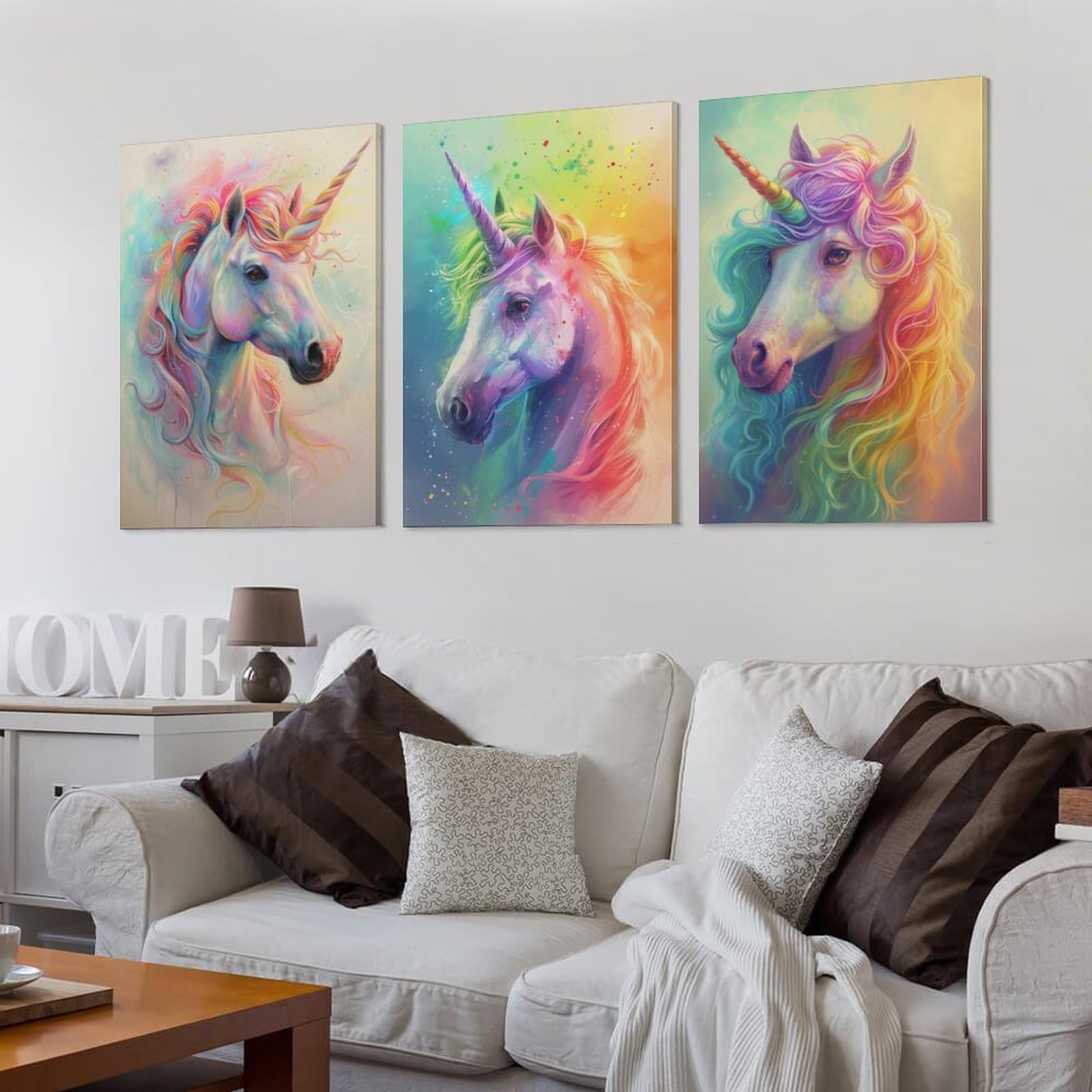 Amazon.co.jp: 3枚 カラフルなユニコーン 絵画 インテリア ポスター