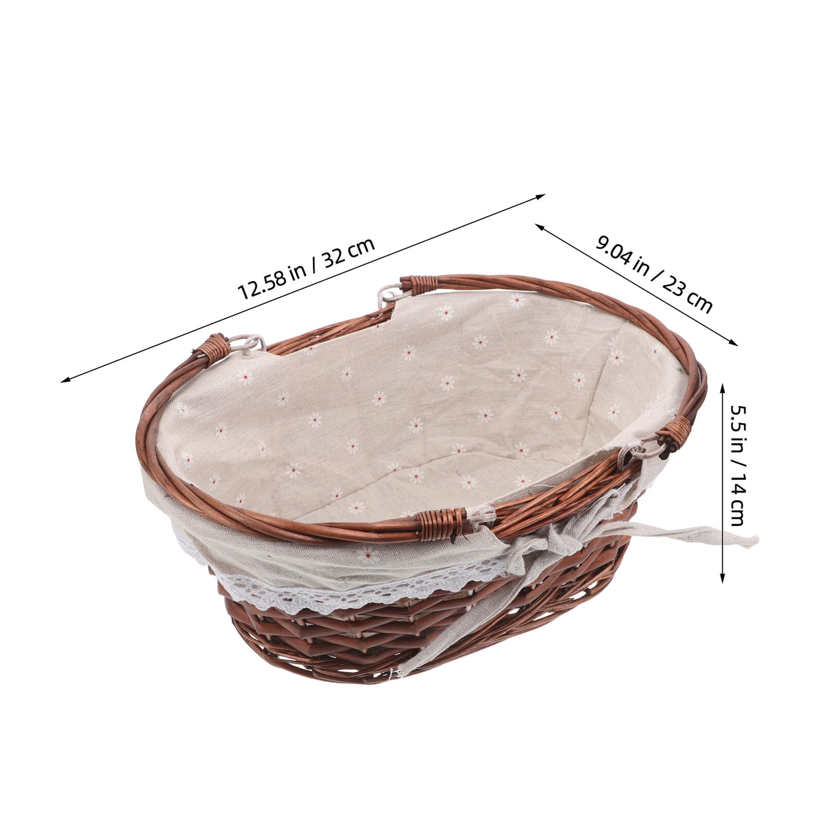Cesta de Picnic Ovalada Tejida de Ratán con Asa, Adecuado para Almacenamiento de Frutas y Utensilios en Actividades al Aire Libre