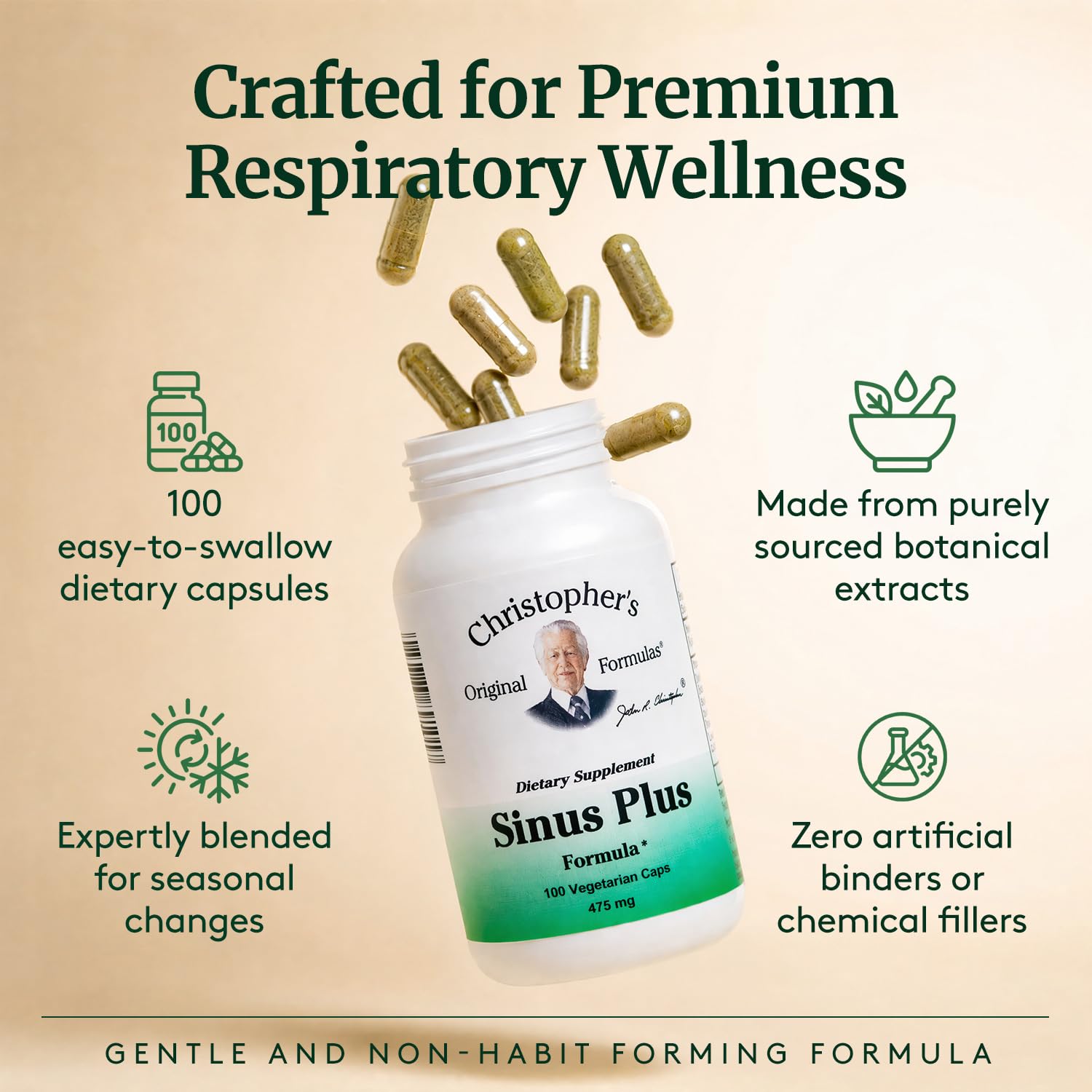 Christopher's Original Formulas Sinus Plus, Sinus Support Capsules, Whole Herb Synergistic Blend, 100 Count — Amazon image 2